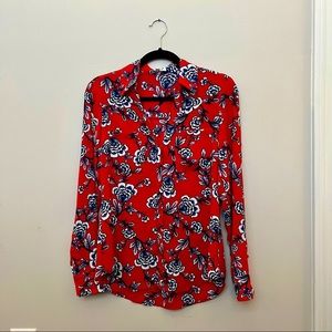 Express Slim Fit Portofino Shirt Red Floral